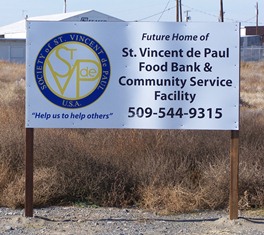 Sign for the site of the new food bank location
